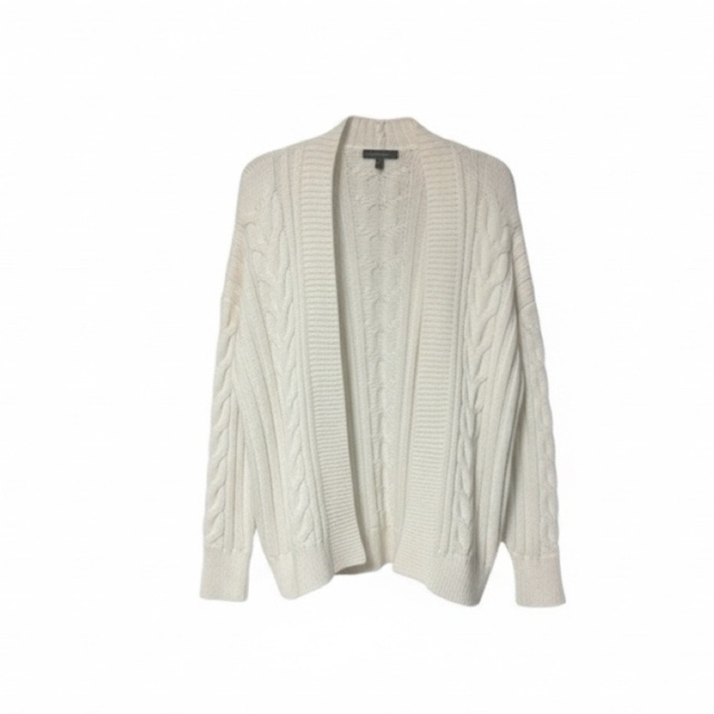 Banana Republic Cream Cable Knit Open-Front Cardigan